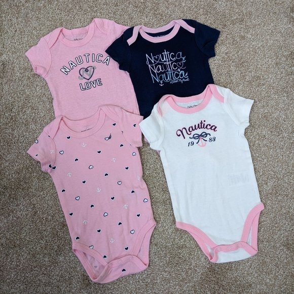 Set of 4 Nautica Short Sleeve One Piece Body Suits - Picture 1 of 5